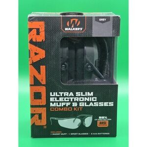 New Walker's Razor Electronic Ultra Slim Muff and Glasses Combo Kit (Grey)